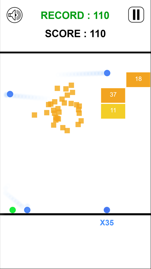 Bricks Breaker Game Screenshot.