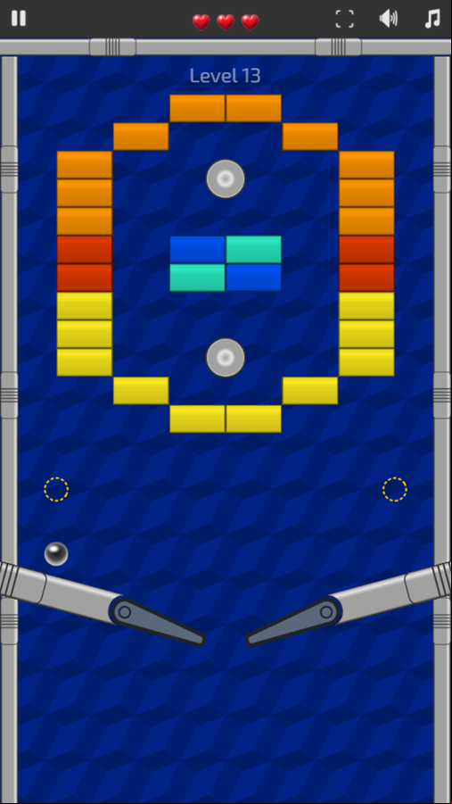 Bricks N Balls Pinball Game Level Challenge Screenshot.