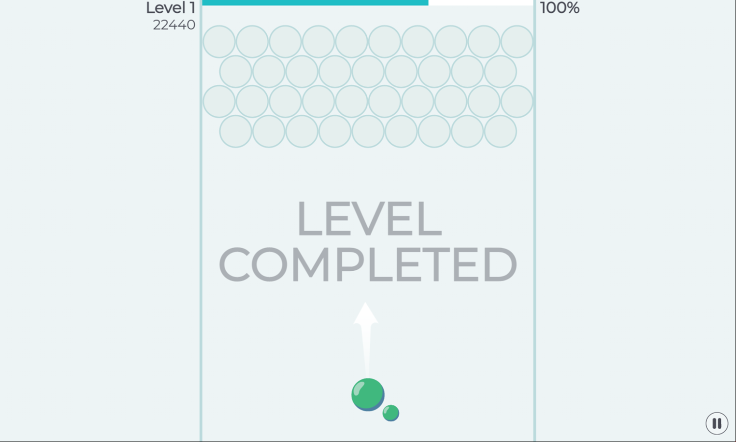 Bubble Defense Game Level Completed Screen Screenshot.