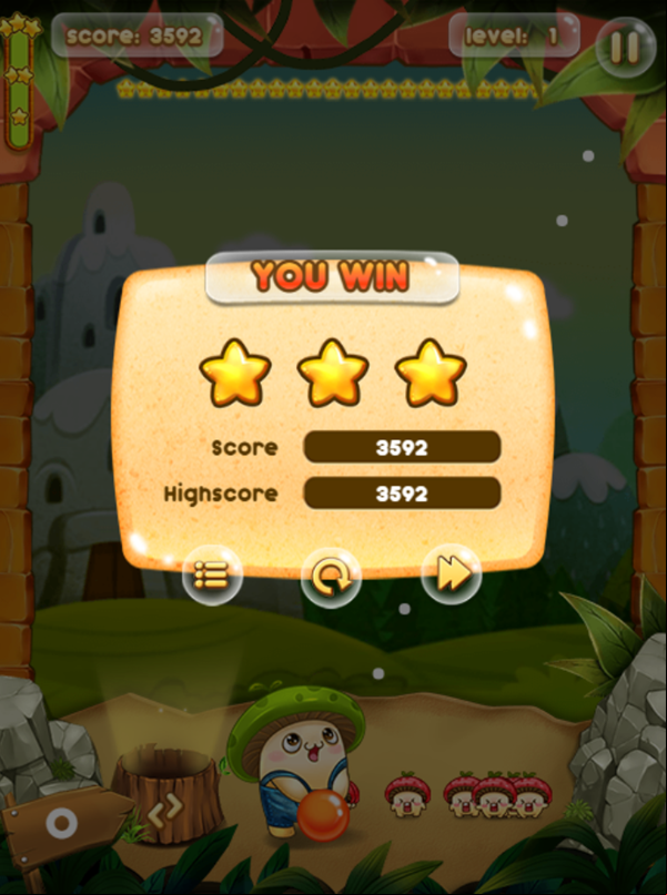 Bubble Pop Adventures Game Level Beat Screen Screenshot.