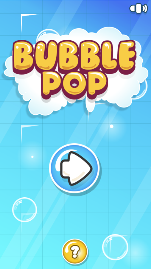 Bubble Pop Game Welcome Screen Screenshot.