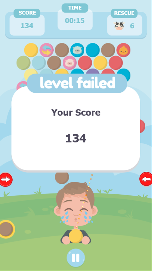 Bubble Shooter Rescue The Animals Game Score Screenshot.