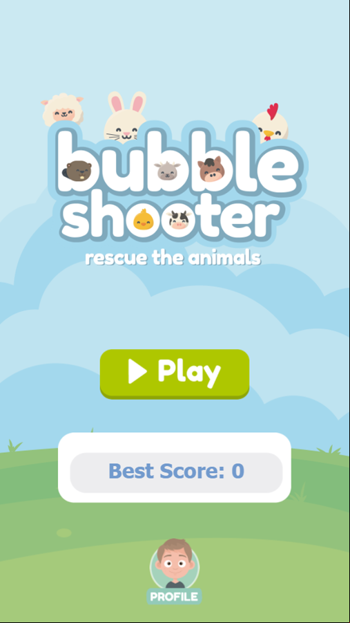 Bubble Shooter Rescue The Animals Game Welcome Screen Screenshot.
