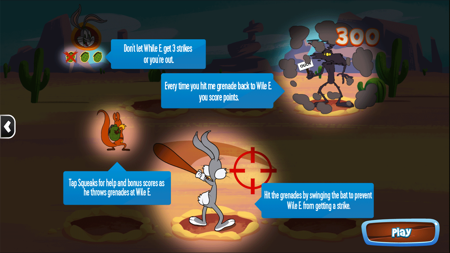 Bugs Bunny Batter Up Instructions Screenshot.