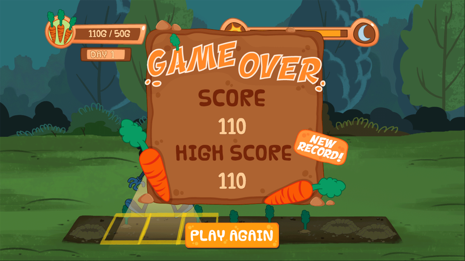 Bugs Bunny Carrot Crisis Game Over Screenshot.