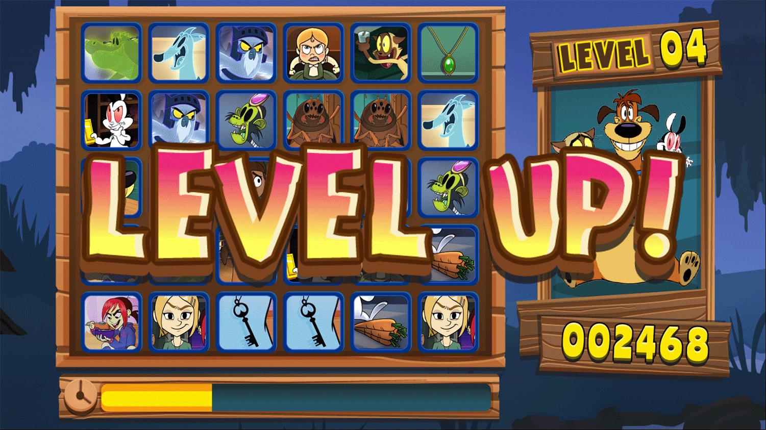 Bunnicula Monster Match Game Level Up Screenshot.