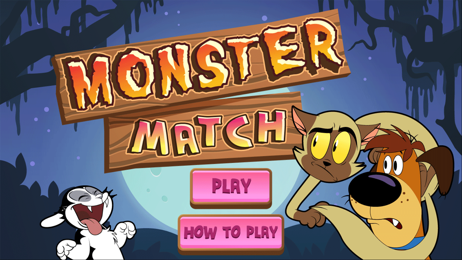 Bunnicula Monster Match Game Welcome Screen Screenshot.