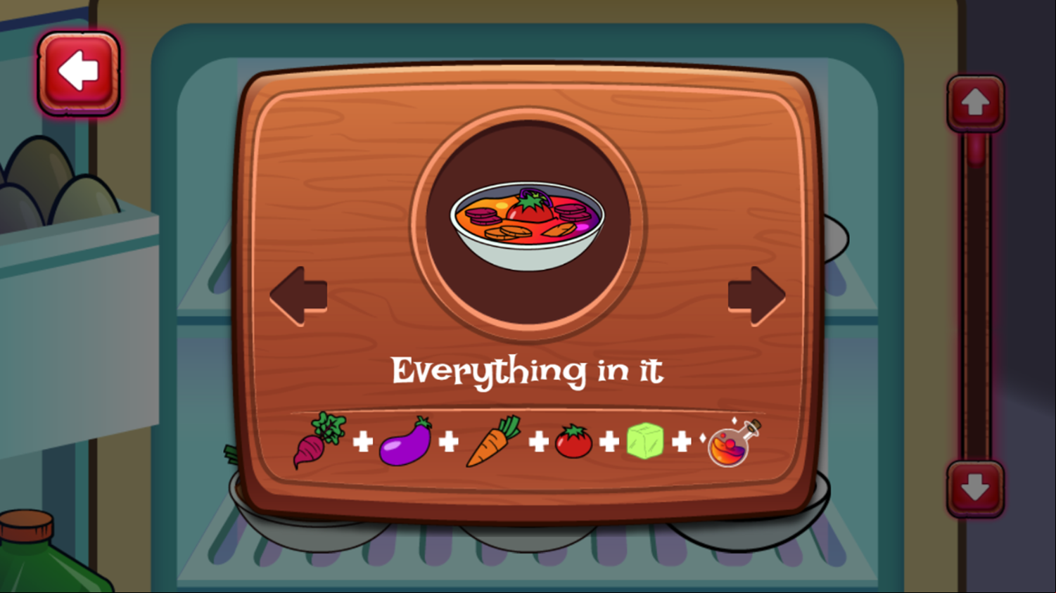 Bunnicula's Kaotic Kitchen Game Recipe Card Screenshot.