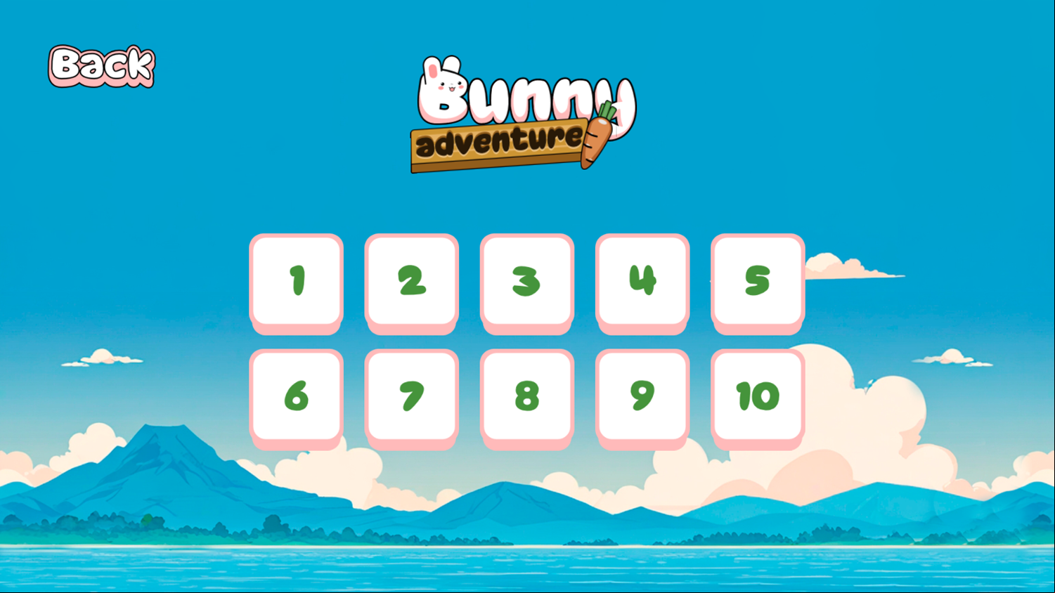Bunny Adventure Game Level Select Screen Screenshot.