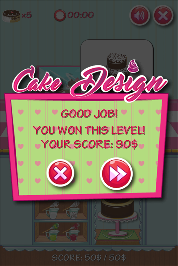 Cake Design Game Level Complete Screenshot.