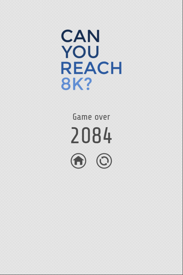 Can You Reach 8K Game Over Screenshot.