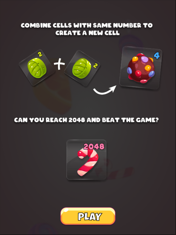 Candy 2048 Game How To Play Screenshot.
