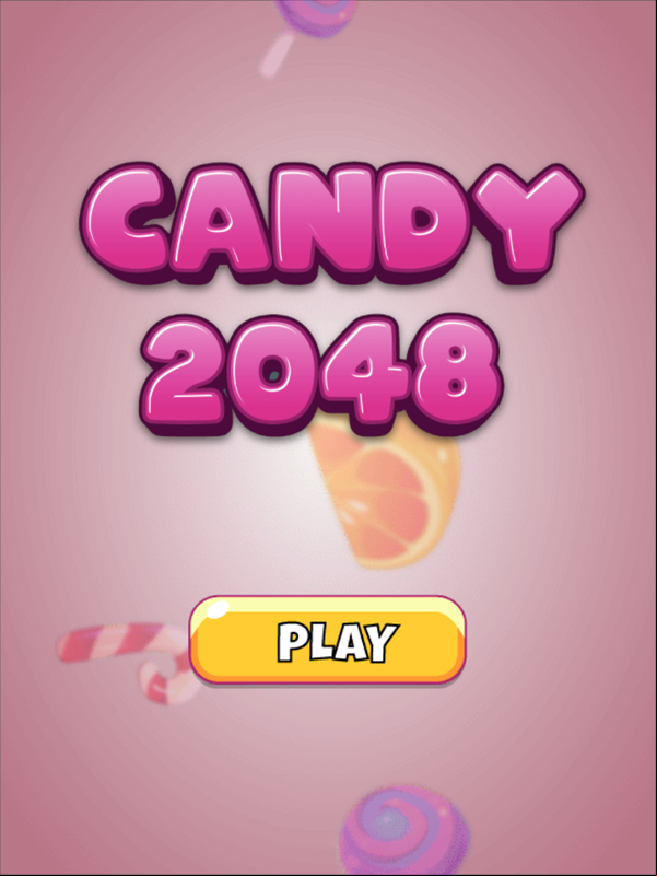Candy 2048 Game Welcome Screen Screenshot.
