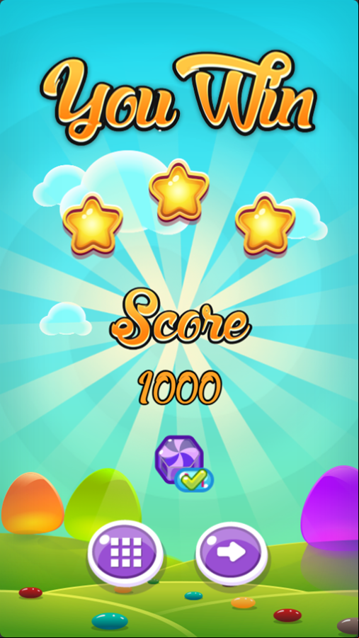 Candy Blast Game Level Win Screenshot.
