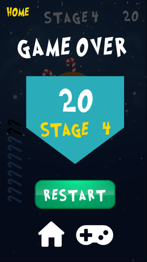 Candy Cane Hit Game Over Screenshot.