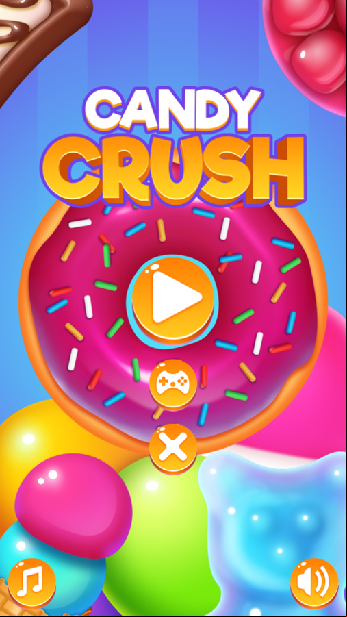 Candy Crush Game Welcome Screen Screenshot.