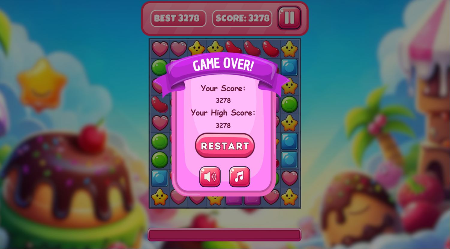 Candy Dash 2 Game Over Screenshot.