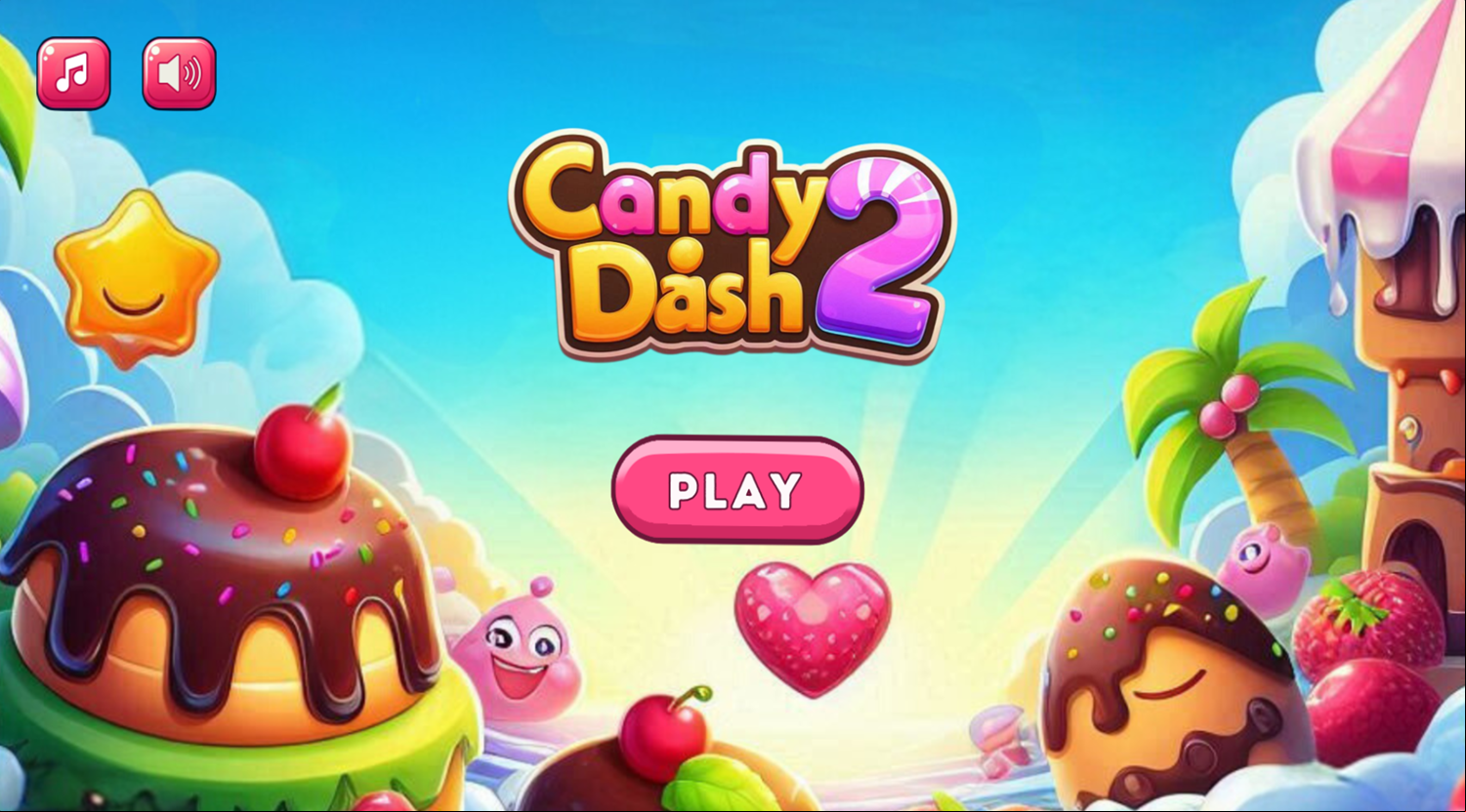 Candy Dash 2 Game Welcome Screen Screenshot.