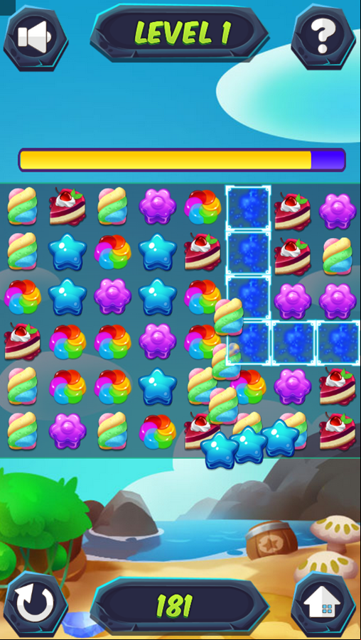Candy Forest Game Level Play Screenshot.