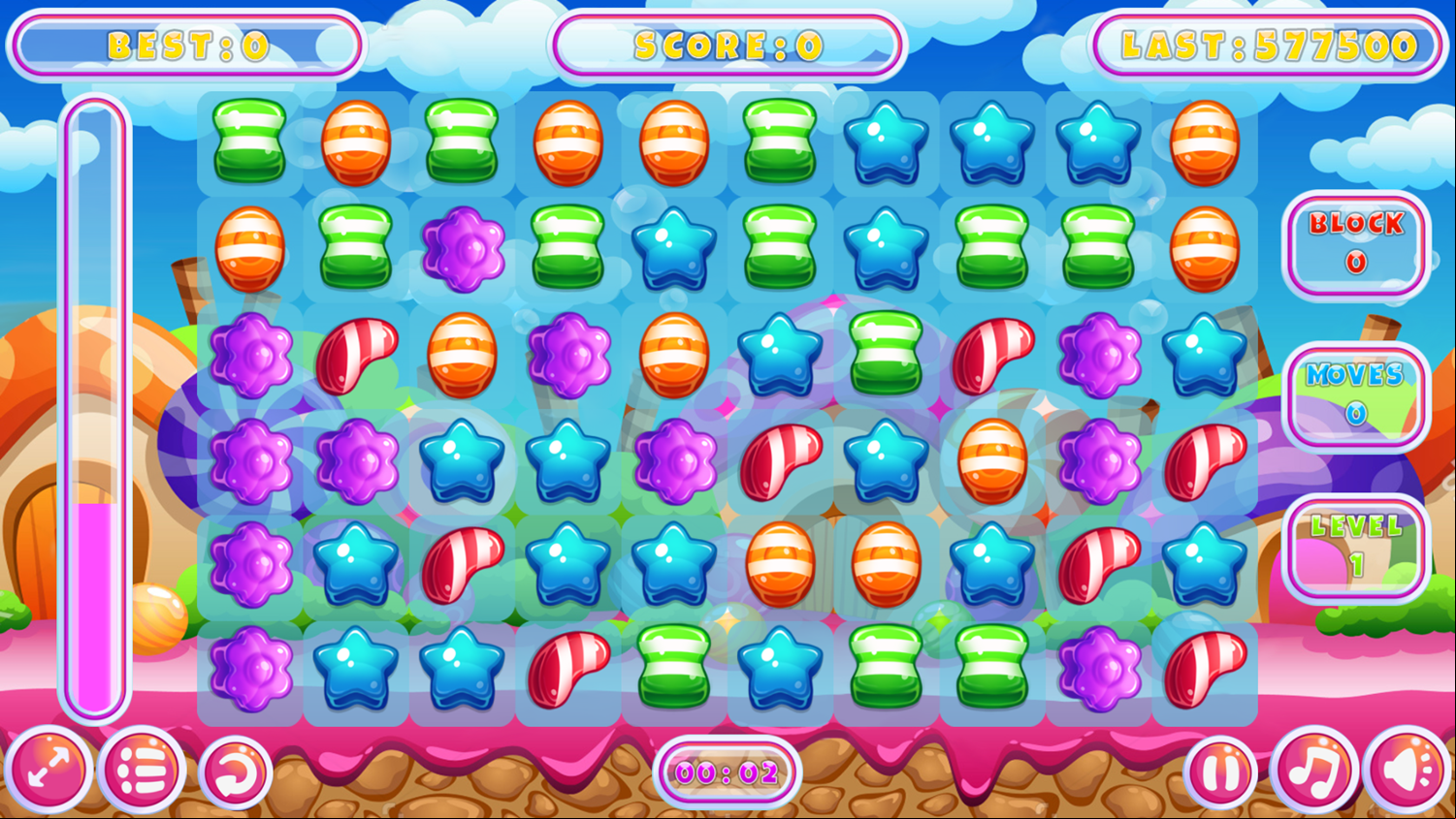 Candy Match Saga Game Start Screenshot.
