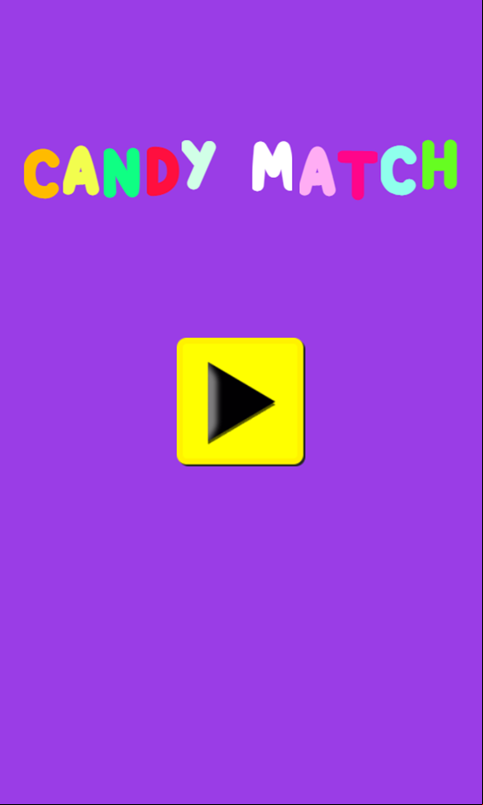 Candy Match Game Welcome Screen Screenshot.