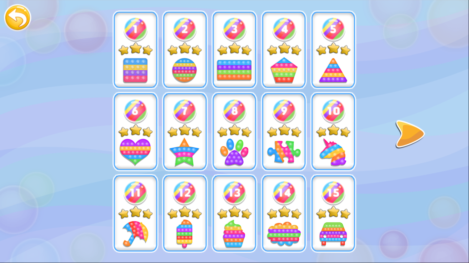 Cannon Ball Pop It Fidget Stage Select Screenshot.