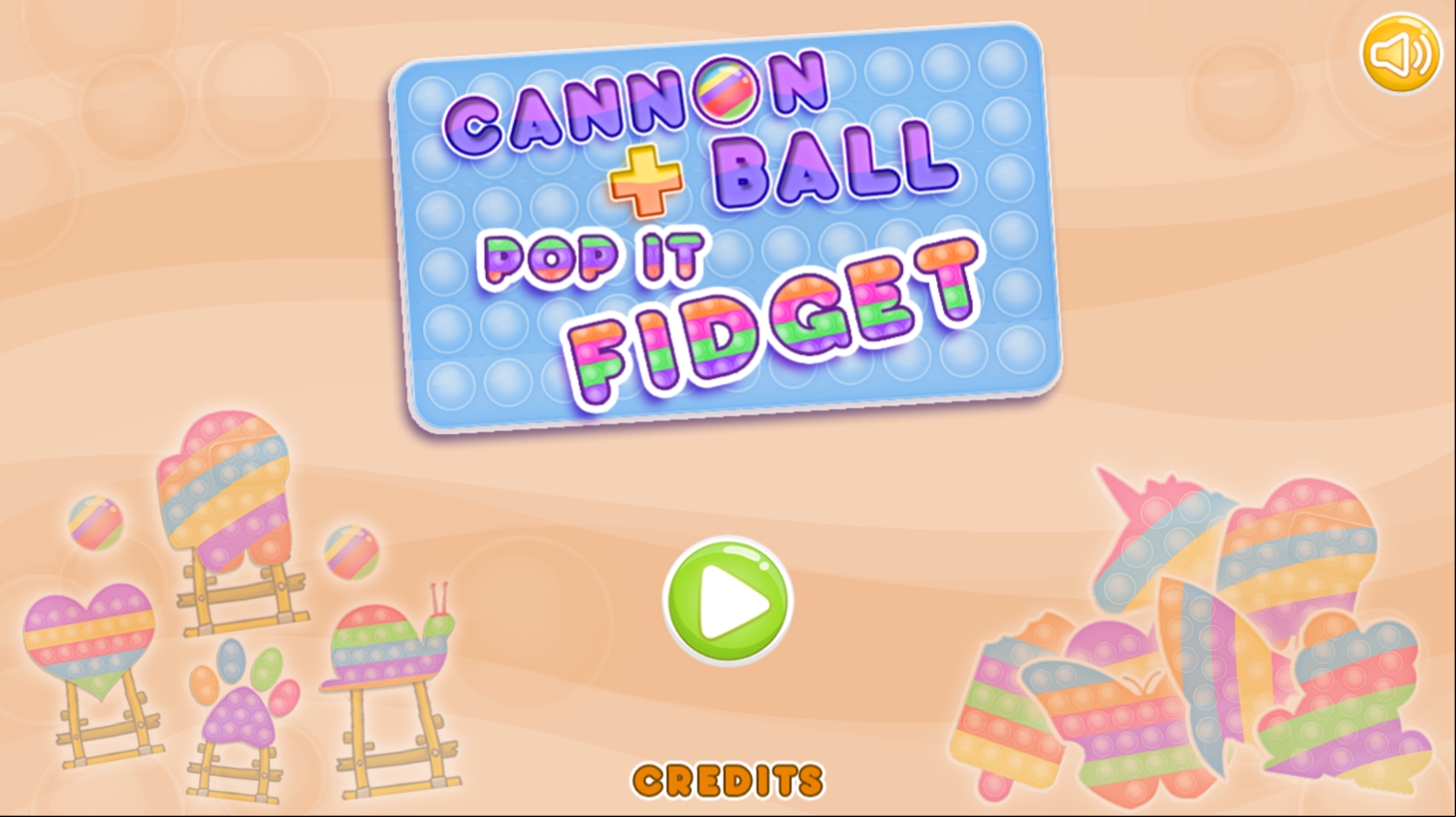 Cannon Ball Pop It Fidget Welcome Screen Screenshot.
