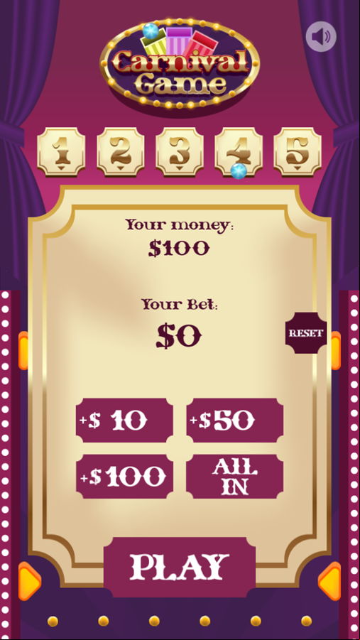 Carnival Game Place Bet Screenshot.
