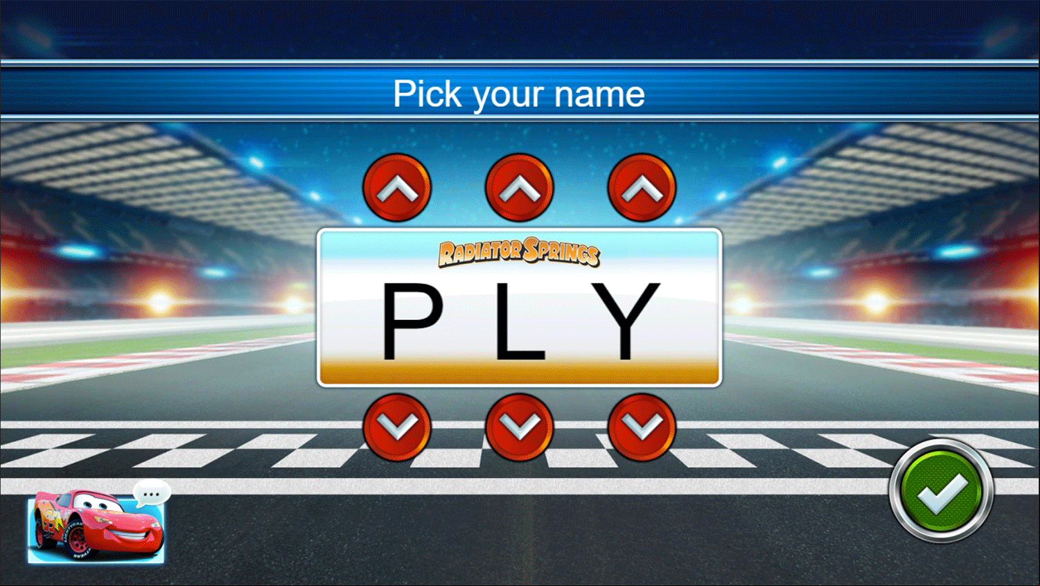 Cars Lightning Speed Game Welcome Screen Screenshot.