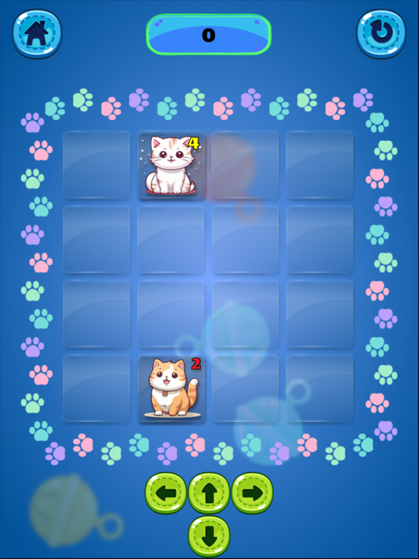 Cat 2048 Game Start Screenshot.