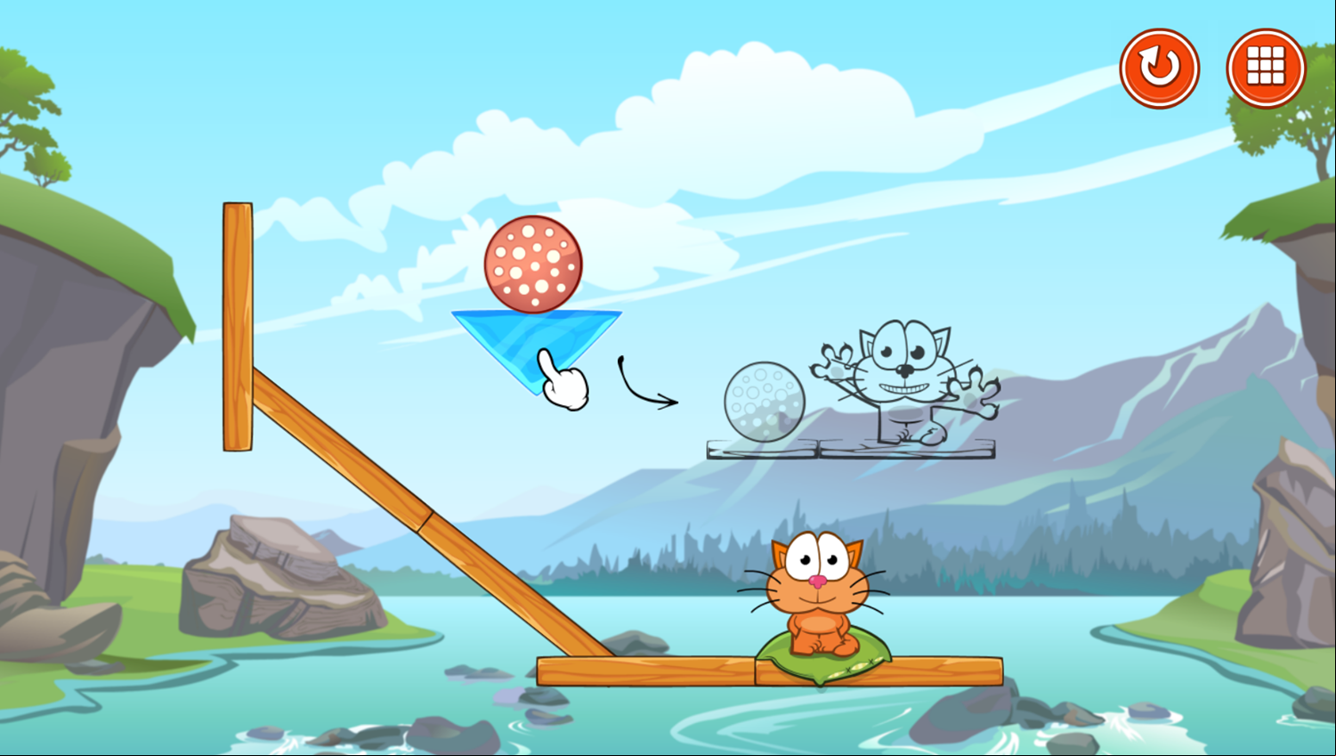 Cat Around the World Alpine Lakes Game How To Play Screenshot.