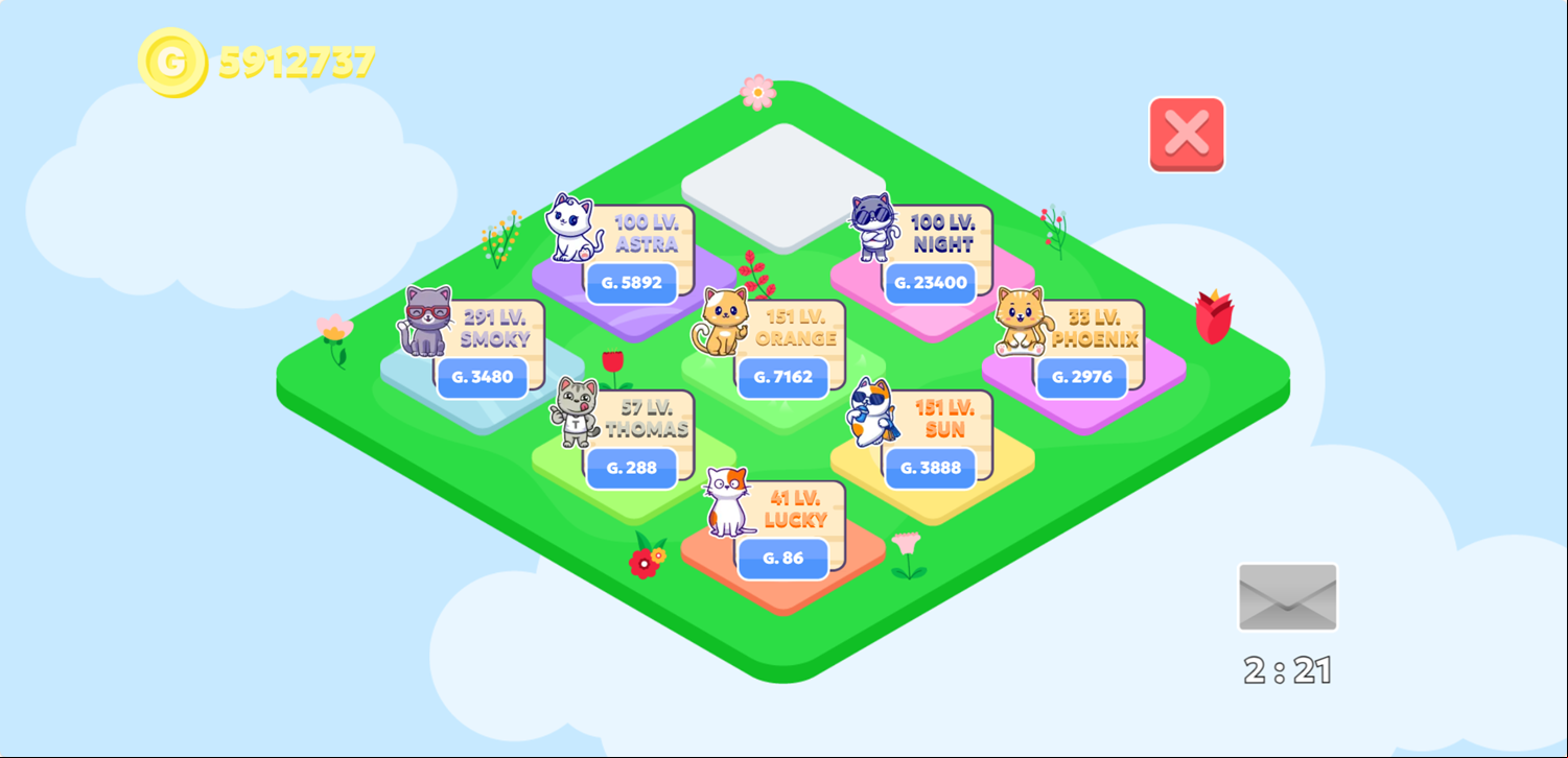 Cat Farm Game Cat Earning Level Screen Screenshot.