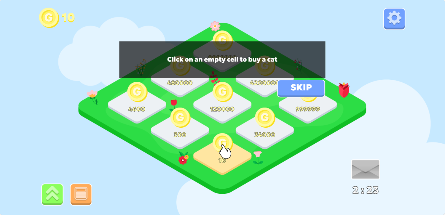 Cat Farm Game Welcome Screen Screenshot.