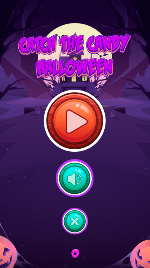 Catch The Candy Halloween Game Welcome Screen Screenshot.