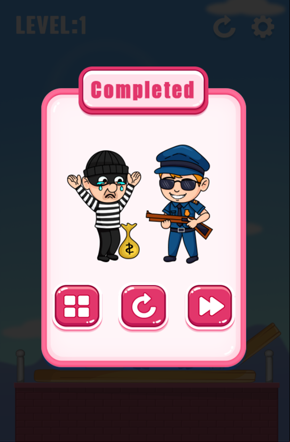 Catch The Thief Game Level Complete Screenshot.