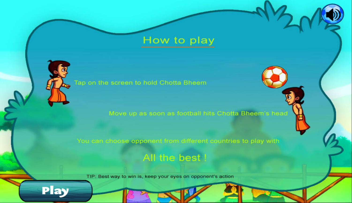 Chhota Bheem and Header Football Competition Game How To Play Screenshot.