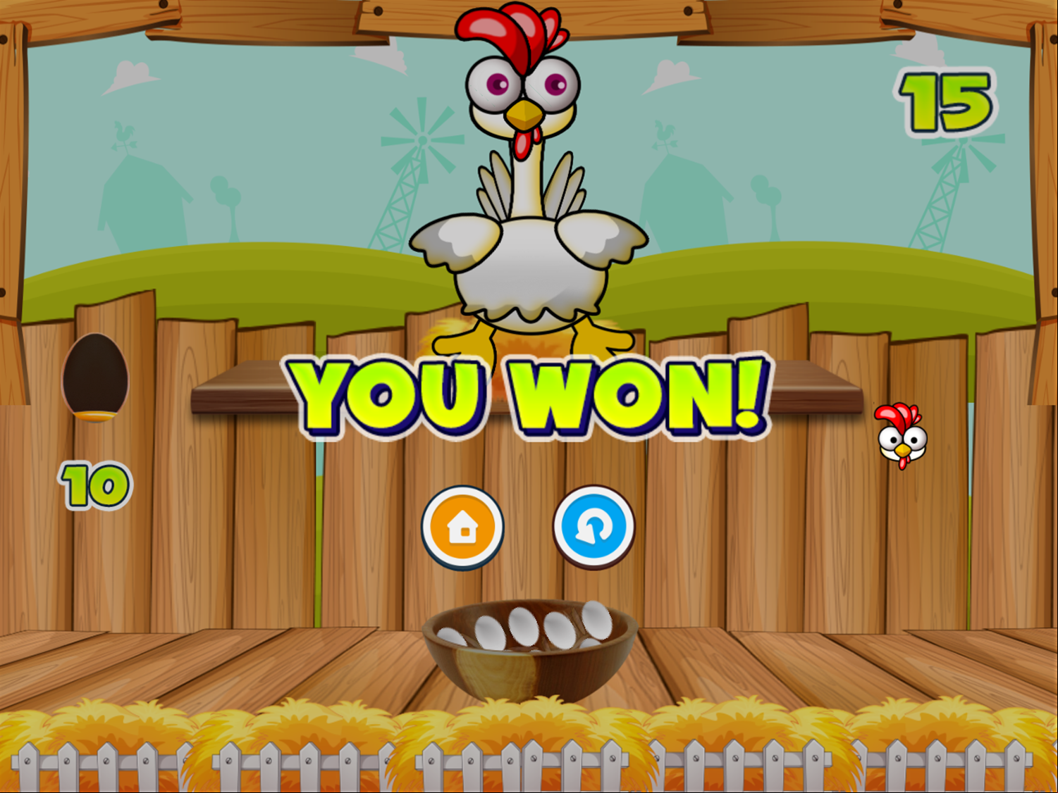 Chicken Challenge Game Won Screenshot.