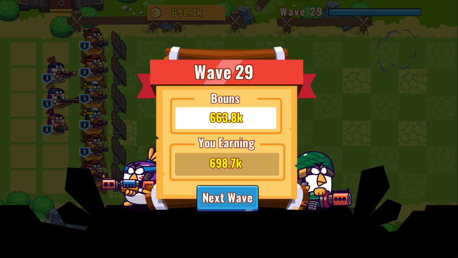 Chicken Merge and War Game Wave Complete Screen Screenshot.