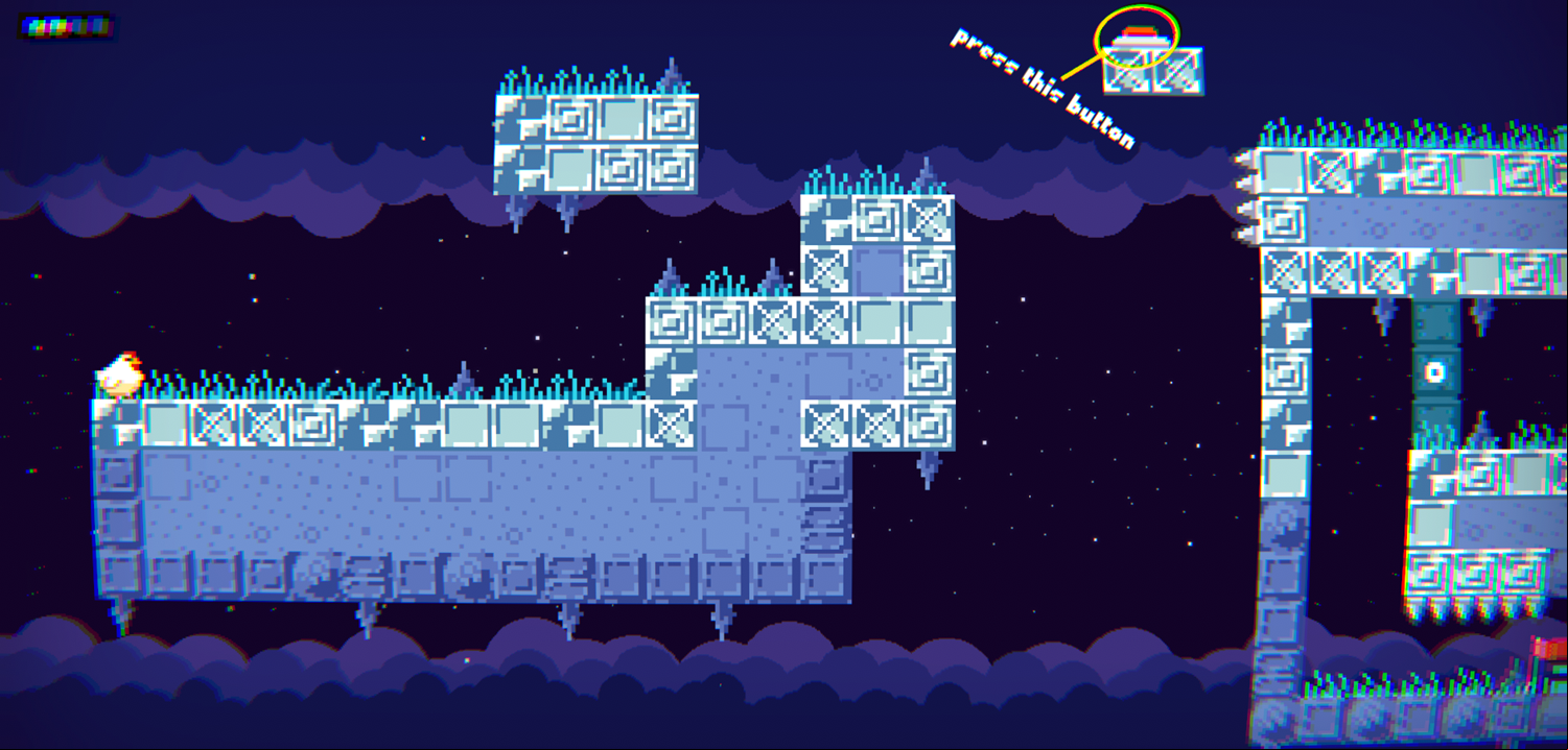 Chickens With Bombs Game Press Button Instructions Screenshot.