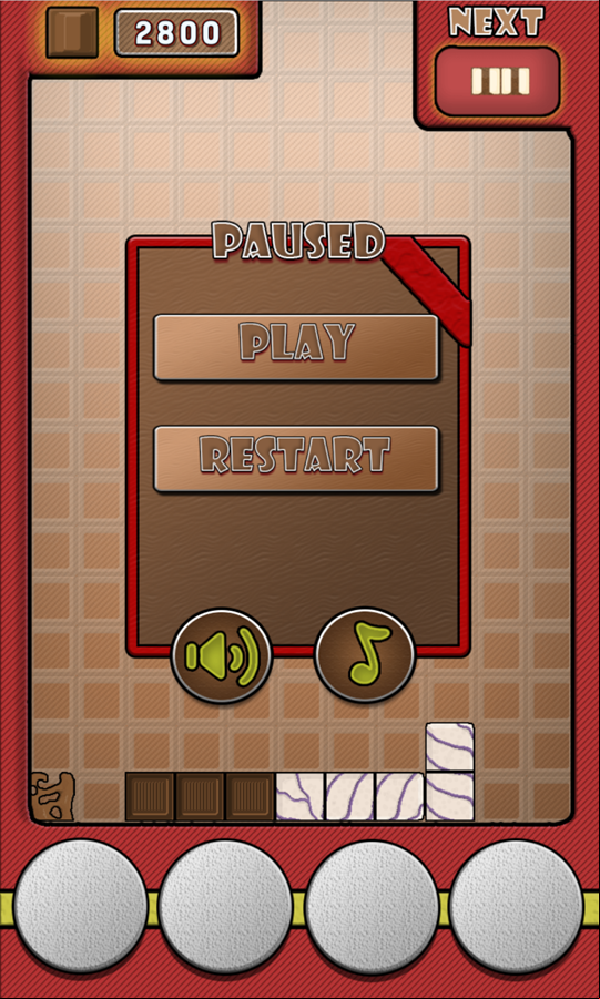 Choco Blocks Game Paused Screen Screenshot.
