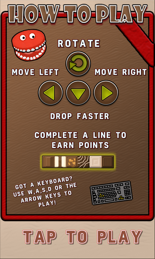 Choco Blocks Game How to Play Screen Screenshot.