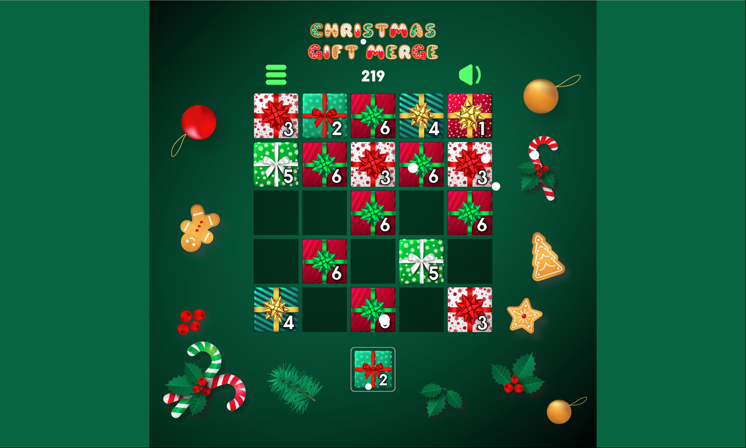 Christmas Gift Merge Game Screenshot.