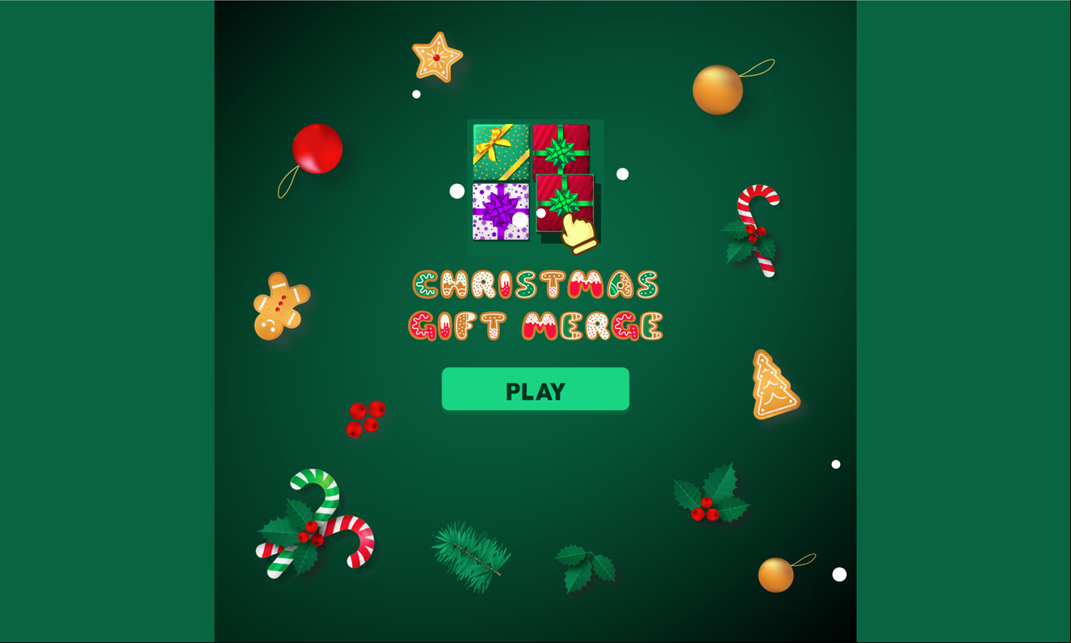 Christmas Gift Merge Game Welcome Screen Screenshot.