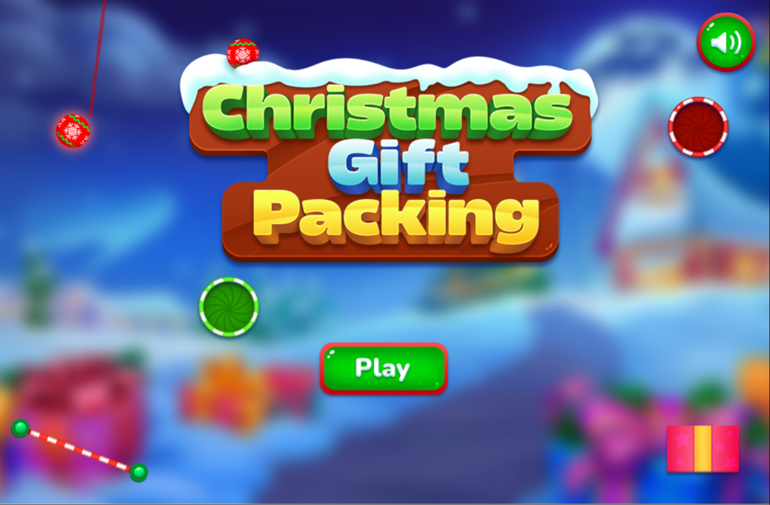 Christmas Gift Packing Game Welcome Screen Screenshot.