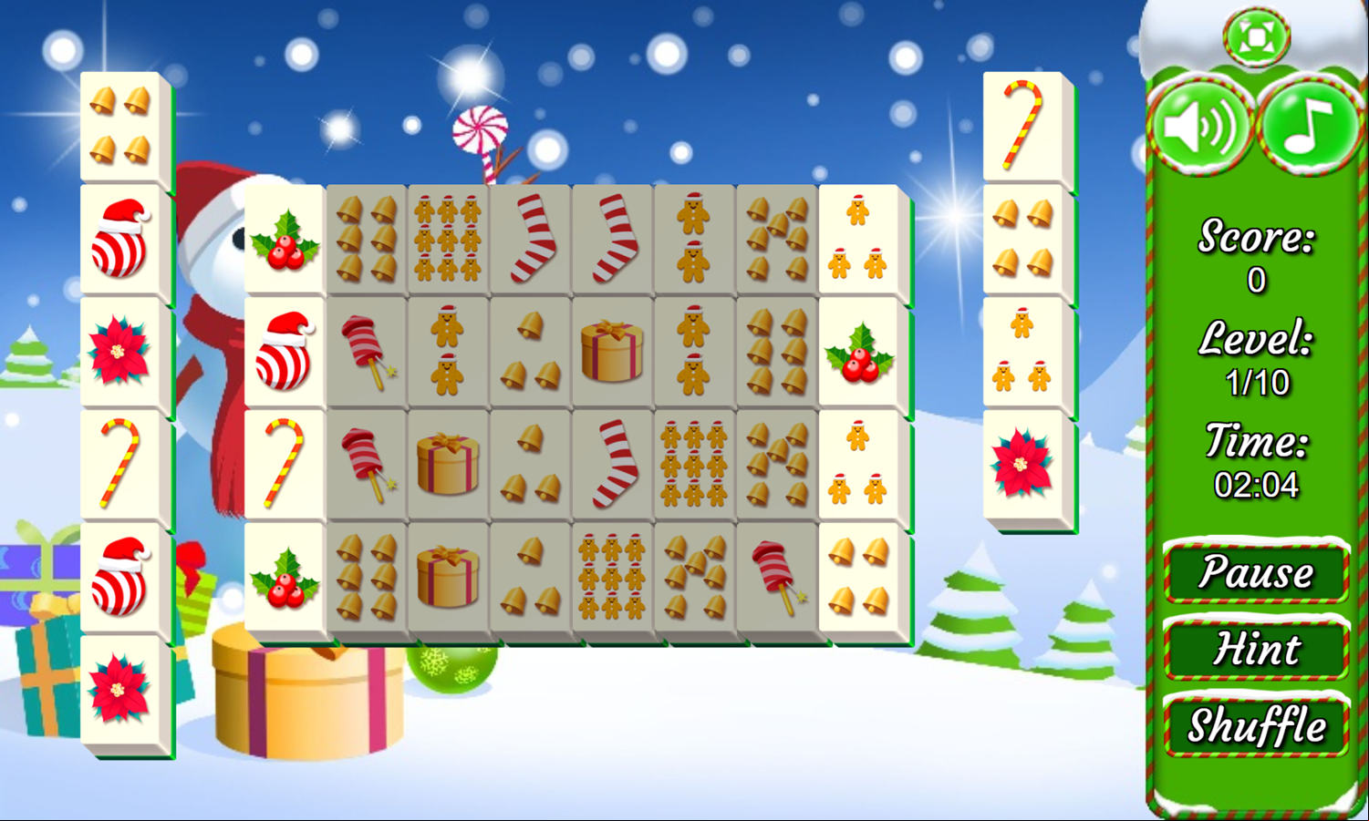 Christmas Triple Mahjong Game Level Start Screenshot.