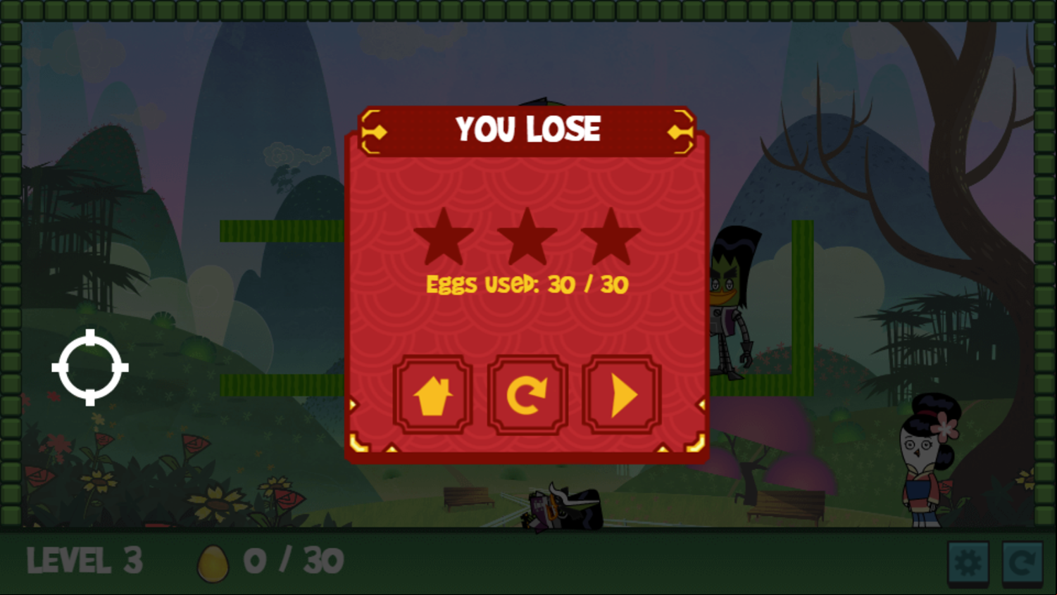 Chuck Chicken the Magic Egg You Lose Screen Screenshot.