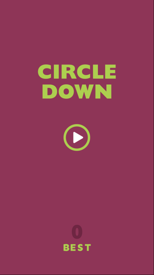 Circle Down Game Welcome Screen Screenshot.