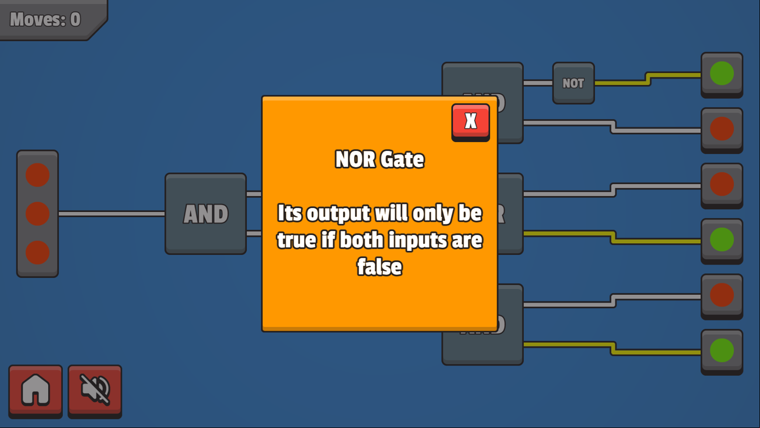 CircuitGates Game Nor Gate Screenshot.