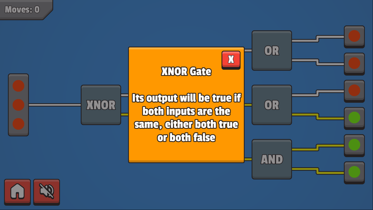 CircuitGates Game Xnor Gate Screenshot.