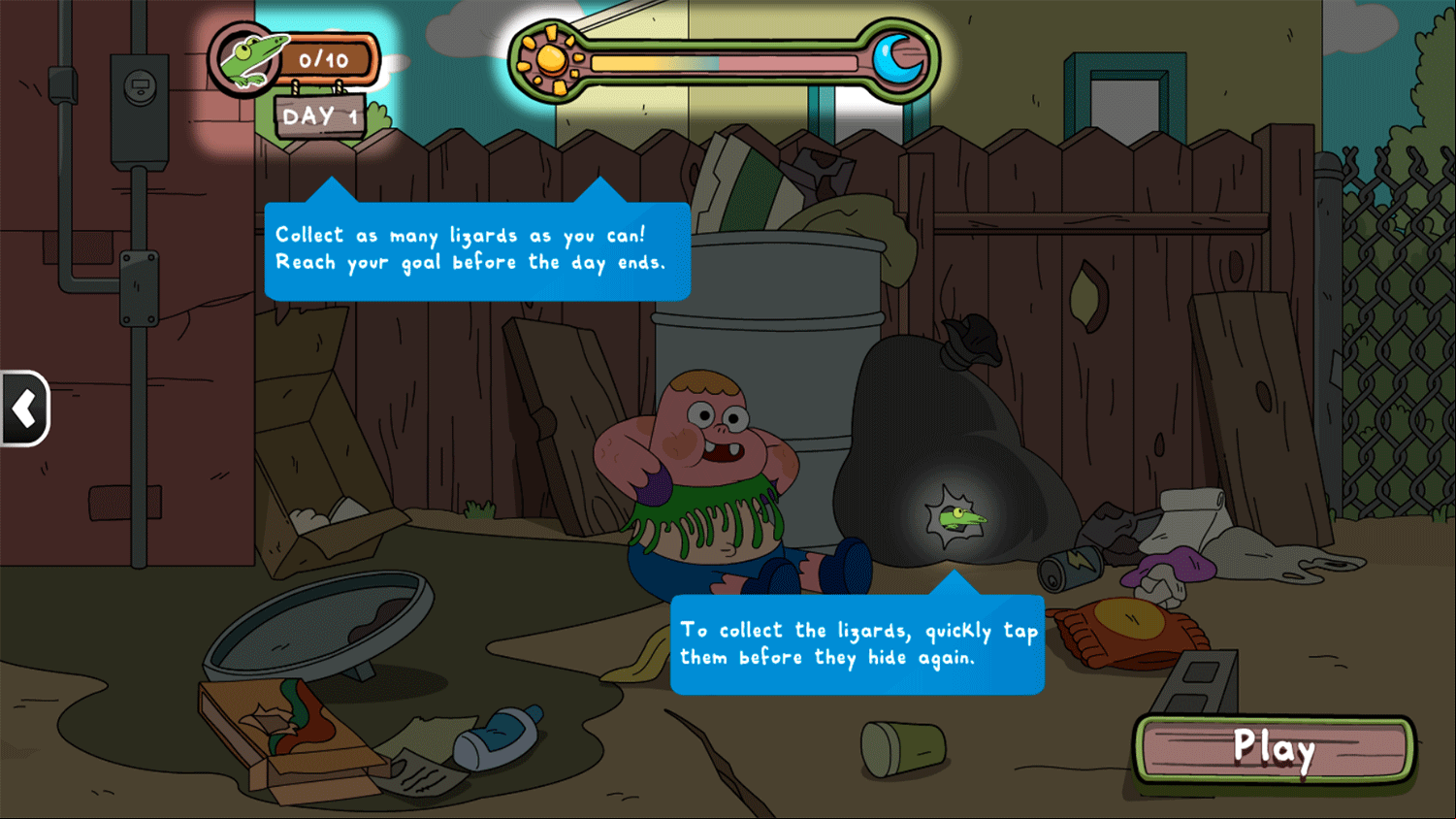 Clarence Lizard Day Hunt Game How To Play Screenshot.